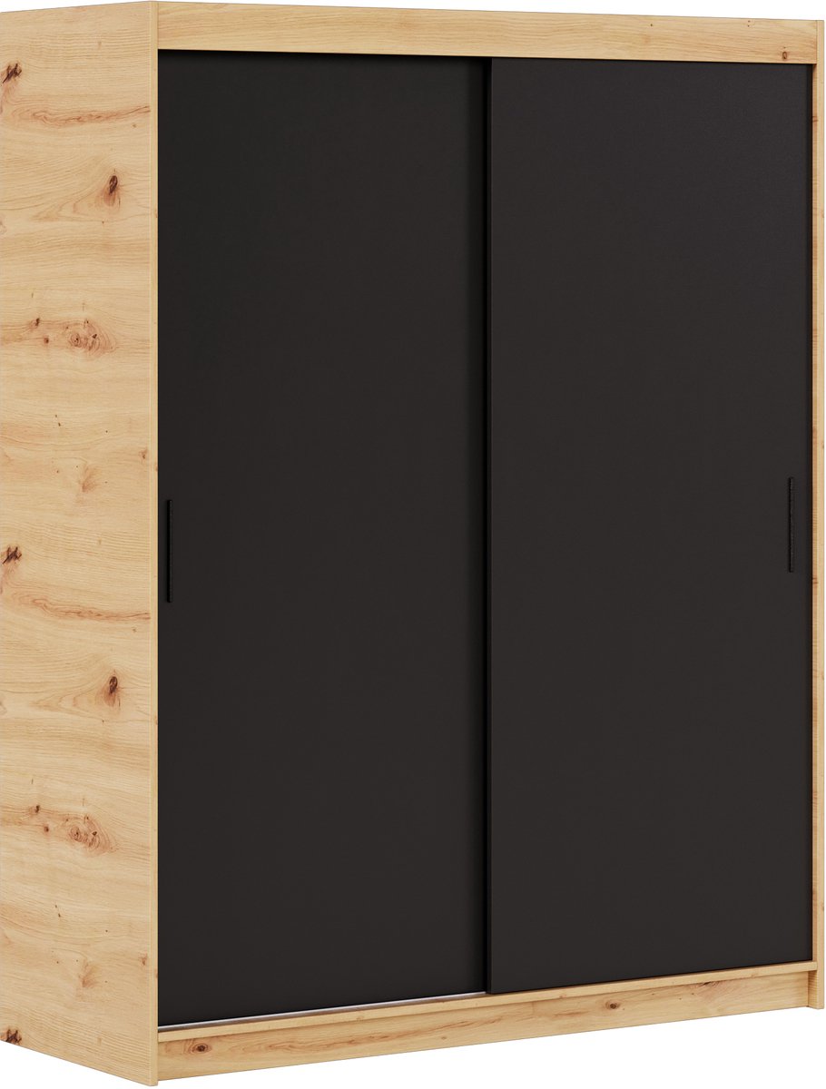 Kledingkast Iga 160 cm inclusief 2 schuifdeuren Zwevende deurkast (bruin, zwart)