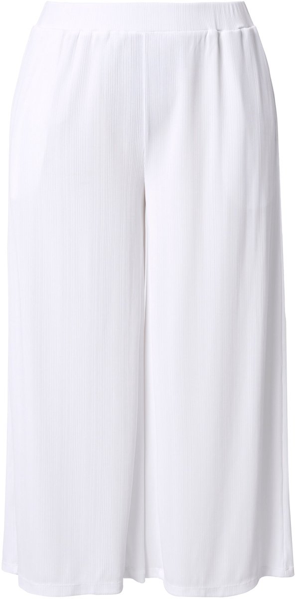 Ulla Popken - Dames - Culotte structuur kuitlengte rechte pijpen - Sneeuwwit - Maat 46+