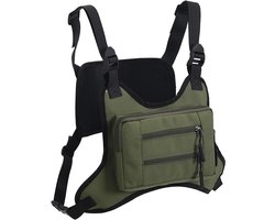 Borsttas voor heren | Waterdichte vestzak met extra opbergruimte | Jaszak voor hardlopen, motorrijden, sport, training, wandelen, fietsen, vissen, reizen, joggen, groen