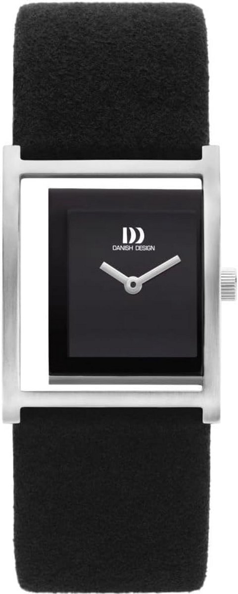 Elegant Dameshorloge Zilverkleurig met Zwarte Wijzerplaat en Microvezel Band