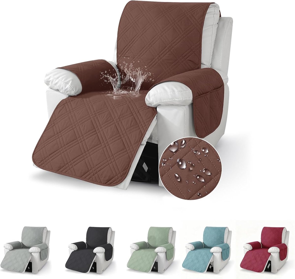 PromoHome Stoelhoes en Beschermhoes voor Relaxstoel - Rekbaar, Waterdicht en Antislip Design met Handige Zakken