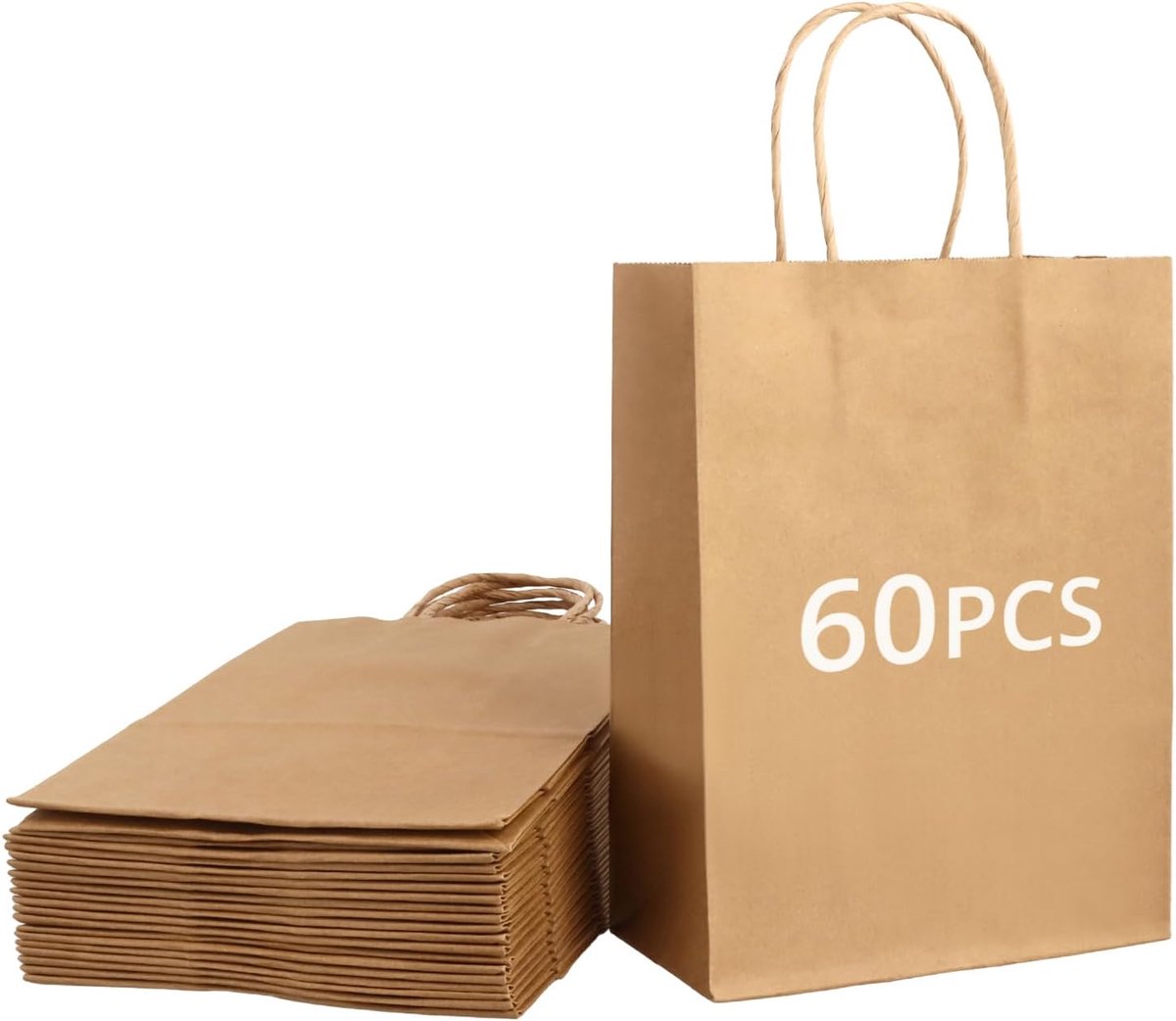 Imperatoris - Geschenktas - bruin - Cadeauverpakking - Cadeaupapier - Cadeautasjes - Papieren Tassen - Gift Bag - Met Handvat - Kraft Tas - 15 x 8 x 21 cm - 60 Stuks