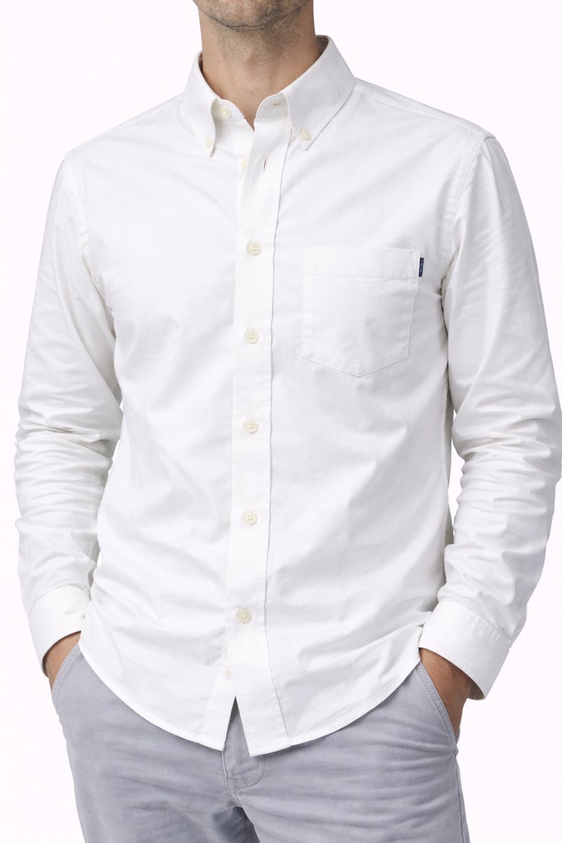 Overhemd Harvest heren wit – maat XL – lange mouw – slim fit – 100% katoen – klassiek business overhemd