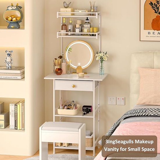 Make uptafel Zonder Spiegel 60x40x146 Cm Compacte Witte Kaptafel Met make-uptafel-zonder-spiegel-60x40x146-cm-compacte-witte-kaptafel-met