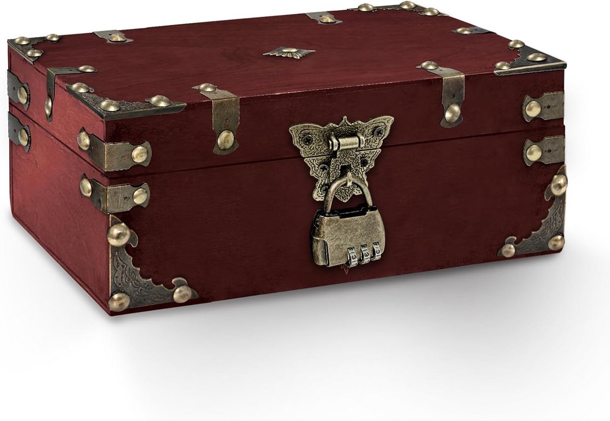 Houten Schatkist met Slot – Vintage Opslagkist voor Decoratie en Feestjes