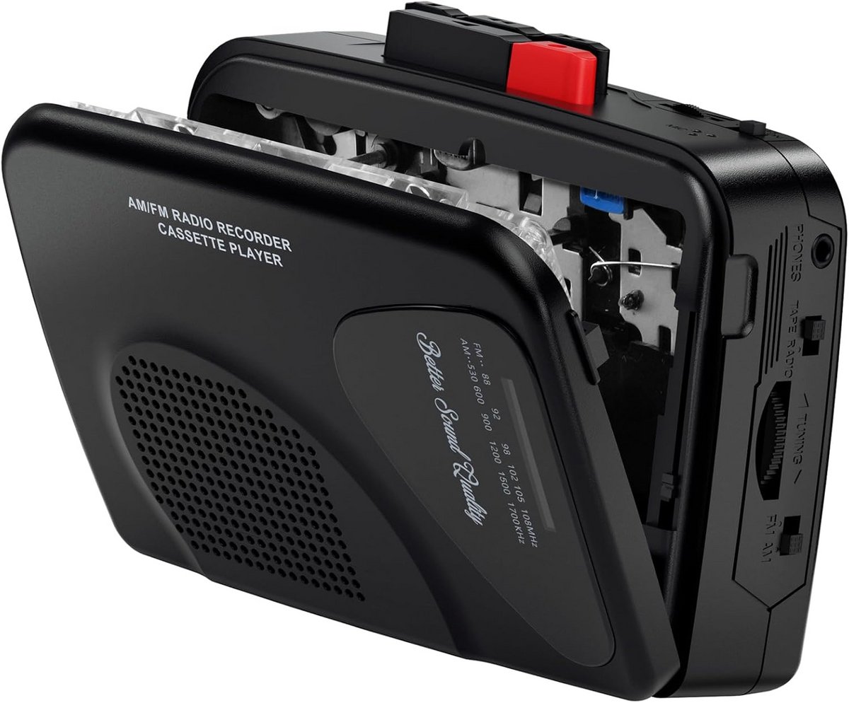 Draagbare cassettespeler met AM/FM-radio en opnamefunctie