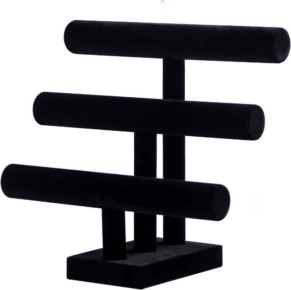 3-laagse armbandhouder - zwart fluwelen displaystandaard voor armbanden, kettingen, horloges en haaraccessoires