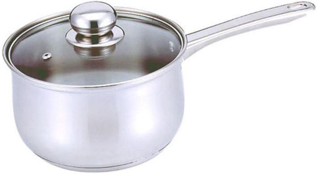 Steelpan met glazen deksel 1 liter - roestvrij staal aluminium