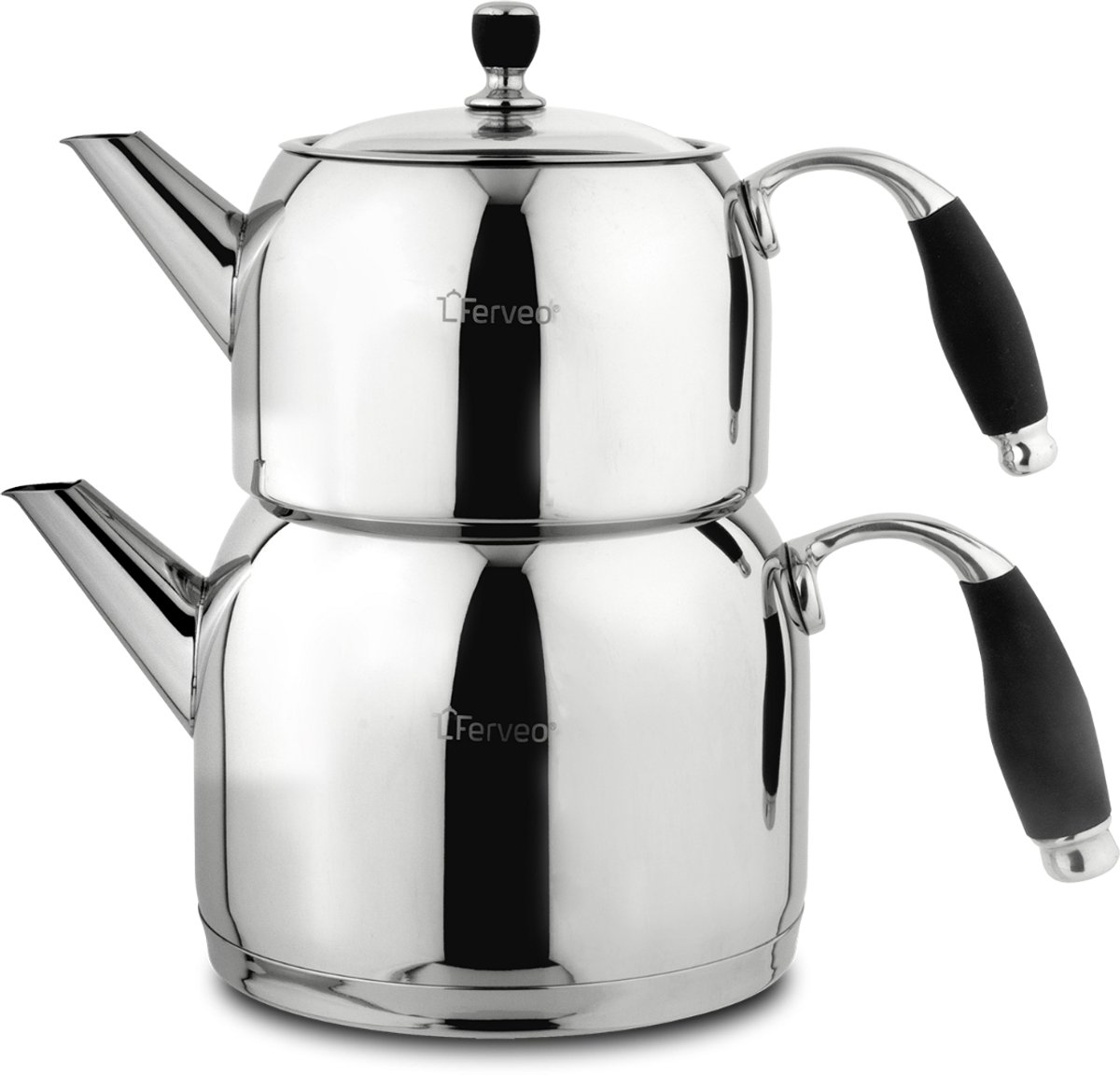 Ferveo Beyza - Theepot Set - 1,0/2,0L - Inductie - Turkse Theepot - RVS