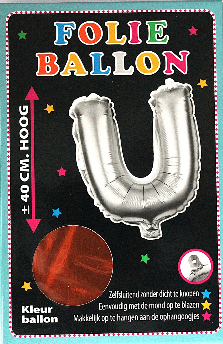 Folieballon - U - Letter Brons - 40cm - Folie - Ballon - Zelfsluitend - Eenvoudig Met Mond Opblazen - Ophangoogjes - Touche Cards