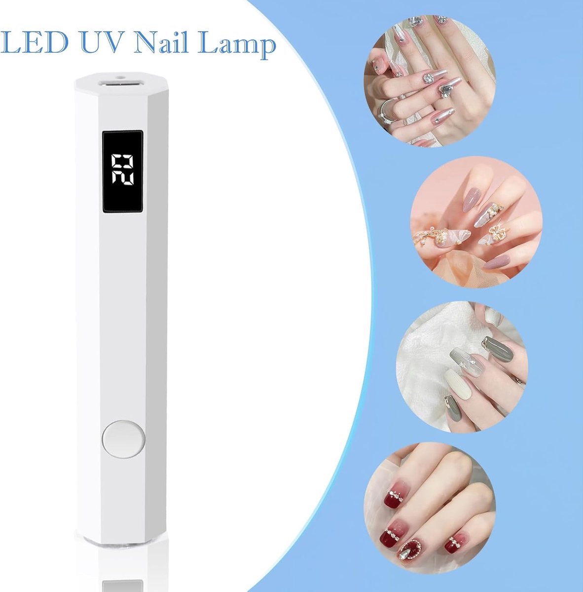 Mini Nagellamp - Oplaadbare draadloze nagellamp - UV Lamp Gelnagels - LED Nagellamp - UV Lamp Nagels - UV Zaklamp - Draagbare Nagellamp - Nageldroger - Snel uithardende mini-nagellamp - Nagel lamp - Voor salonnagelkunst DIY thuis - Wit — cadeau in Verzorging - foto 6