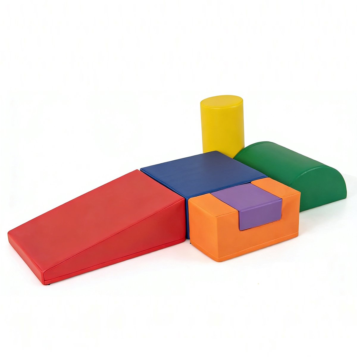 KOMFOTTEU 6 delig Schuimblokken - van kunstleer en schuimrubber - Soft Play Foam Blokken - Reuze Bouwblokken - Montessori-klimblokken - voor kinderen