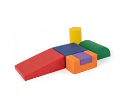 KOMFOTTEU 6 delig Schuimblokken - van kunstleer en schuimrubber - Soft Play Foam Blokken - Reuze Bouwblokken - Montessori-klimblokken - voor kinderen