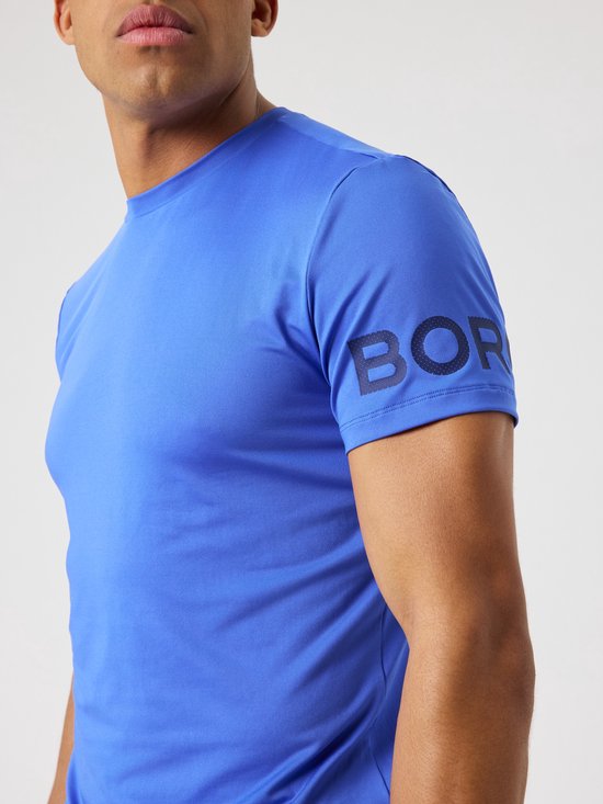 Björn Borg Sportshirt Heren Korte Mouw - Amparo Blauw - Gerecycled Polyester - Maat L