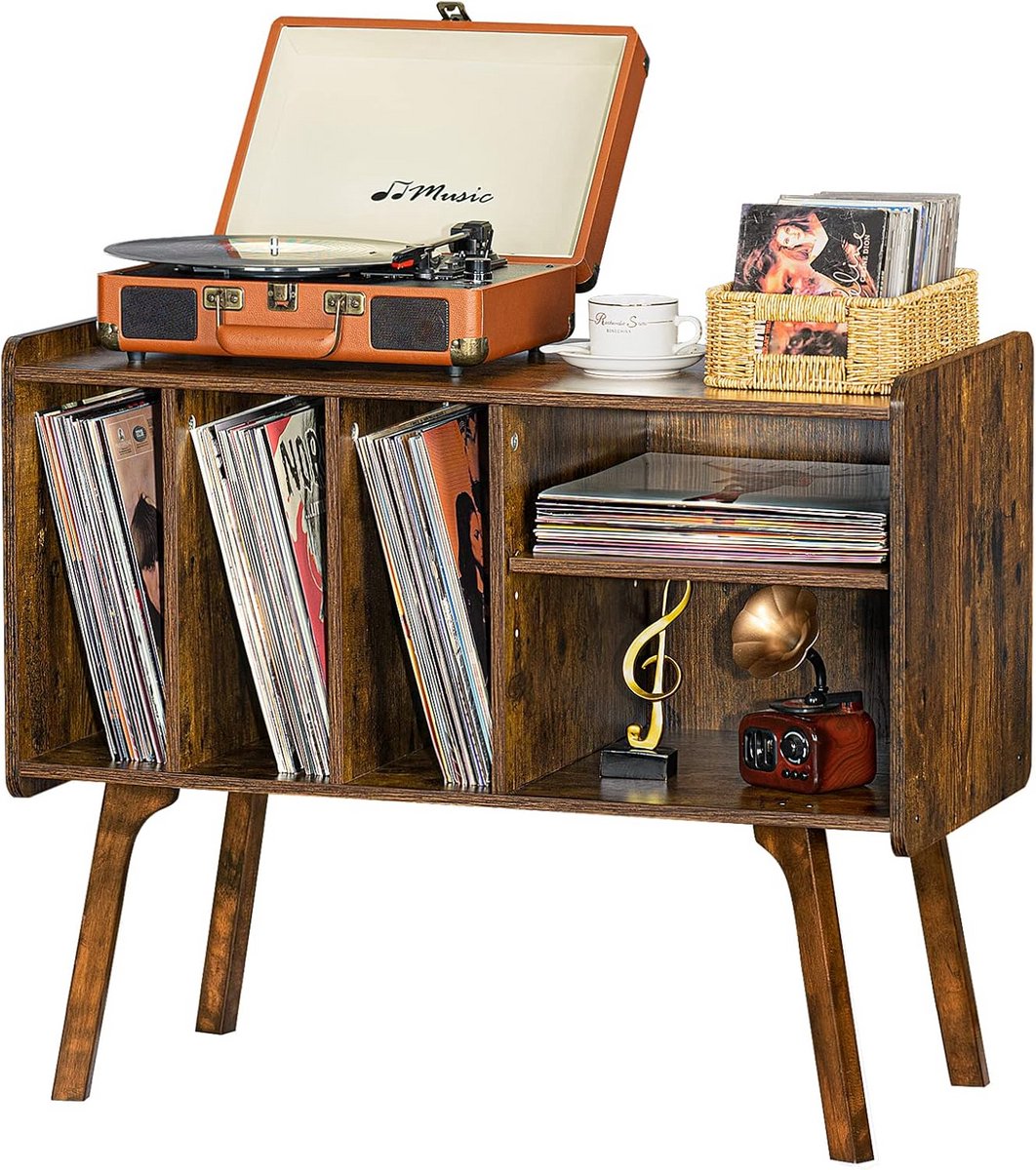 Draaitafelstelling met opbergvak voor vinyl