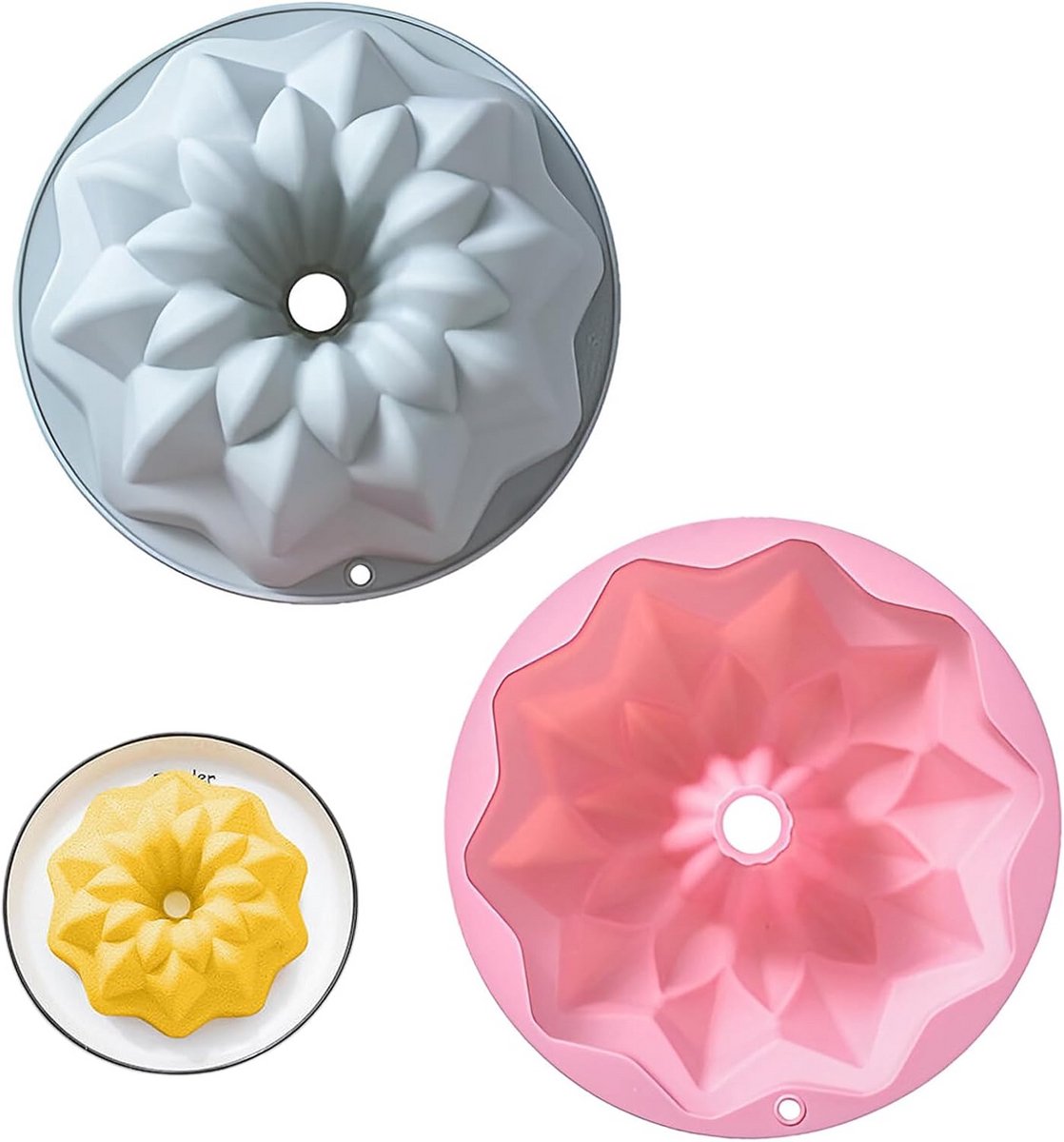 Siliconen tulbandvorm 16 cm - 2 stuks - herbruikbare bakvorm voor cake en brood