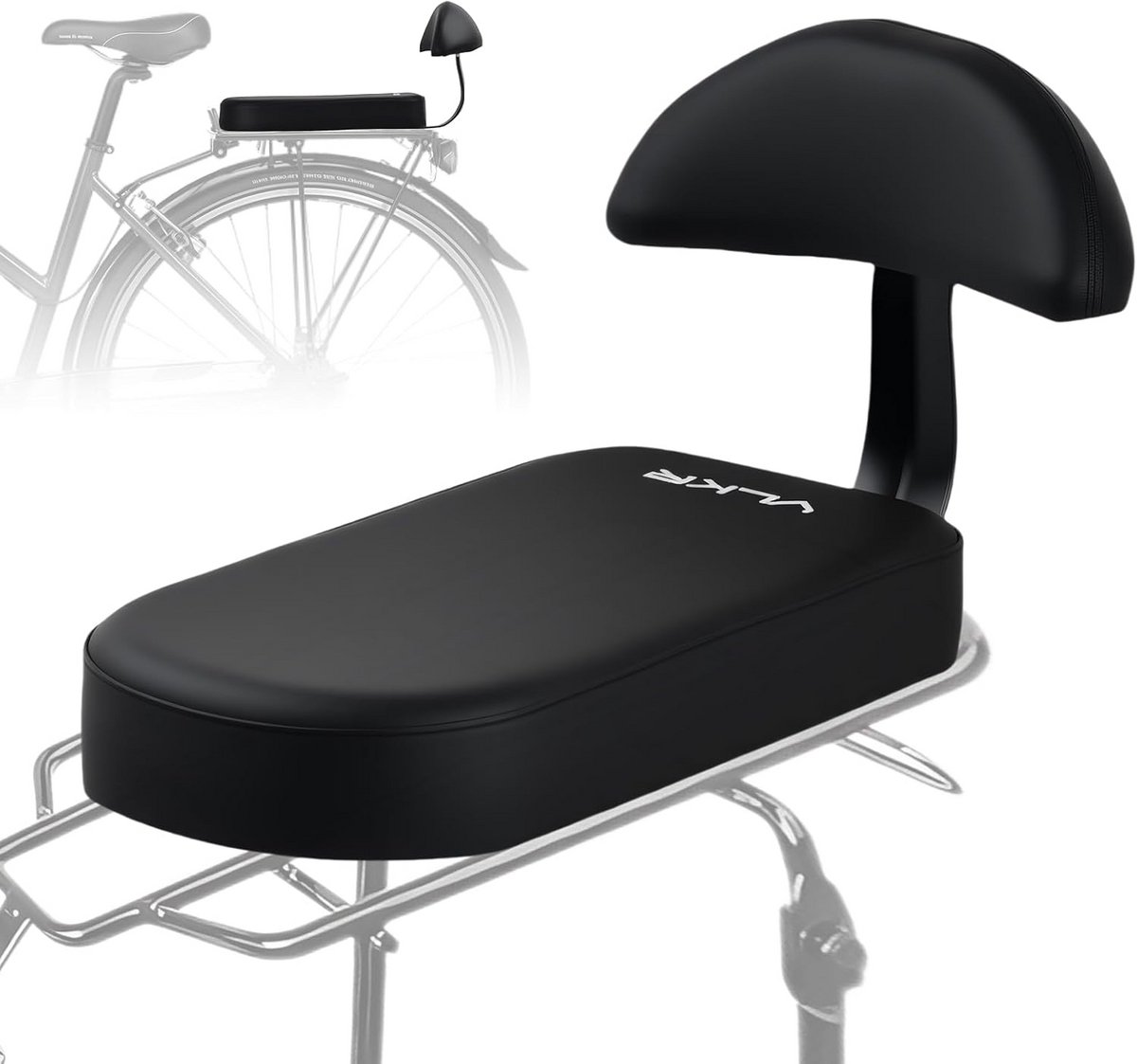 Fiets achterzitkussen met rugleuning - PU leer comfortabel fietszitkussen voor kinderen en volwassenen