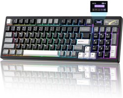 YUNZII IF99 – Draadloos Mechanisch Gaming Toetsenbord – 98% Layout – Display – RGB – Hot-Swap – Bluetooth/2.4 GHz/USB-C – Gasket Mount – Programmeerbaar – Zwart