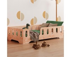 Smartwood Kinderbed 90 x 200 cm - Montessori bed met bescherming tegen uitrollen en lattenbodem - TILA 2L