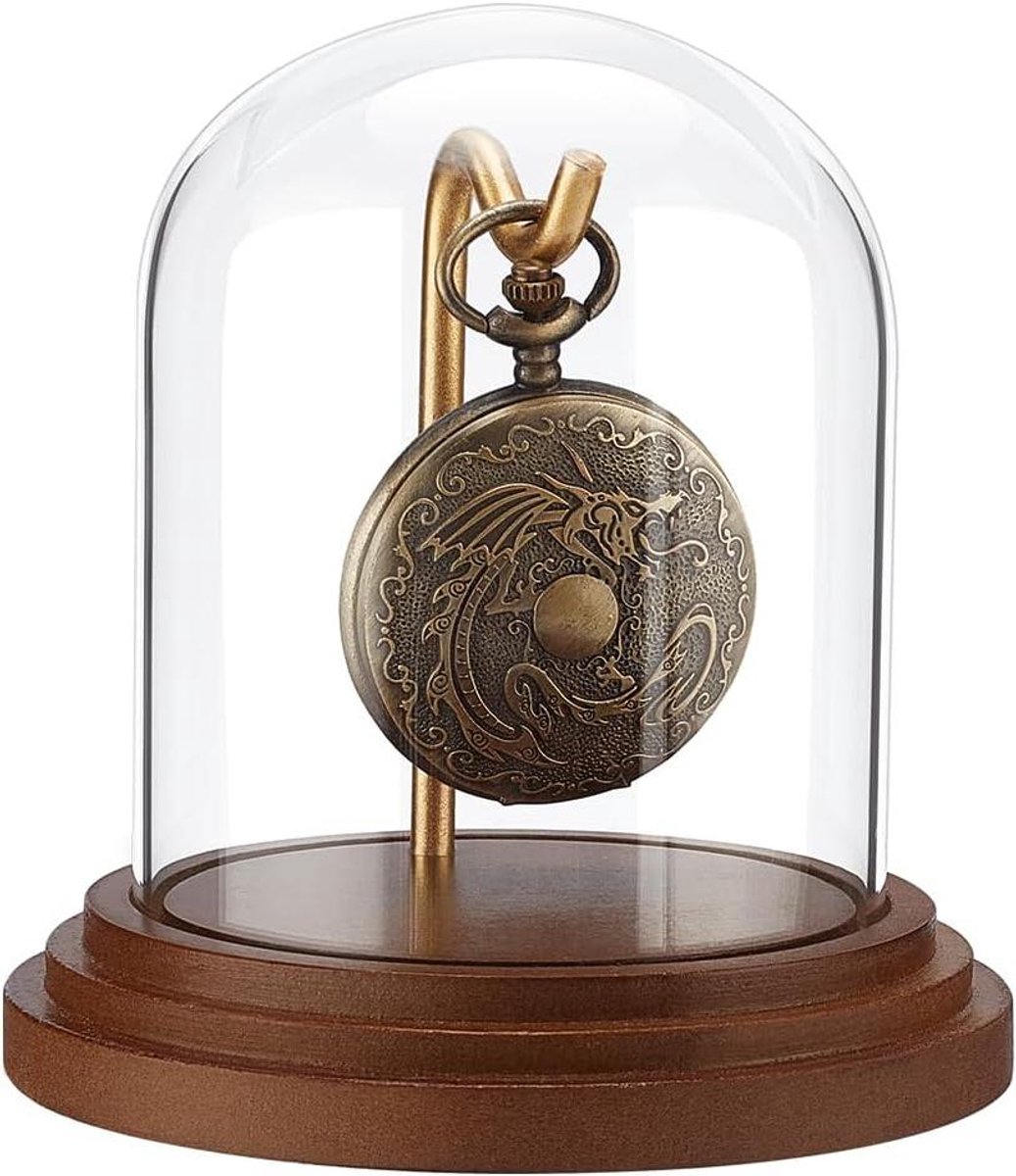 Horloge Glazen Display Dome - Vitrine - Zakhorloge - Houten Basis - Showcase - Planten - Medailles - Collectibles - Geschikt voor Horloges - 10,8x10,5 cm.