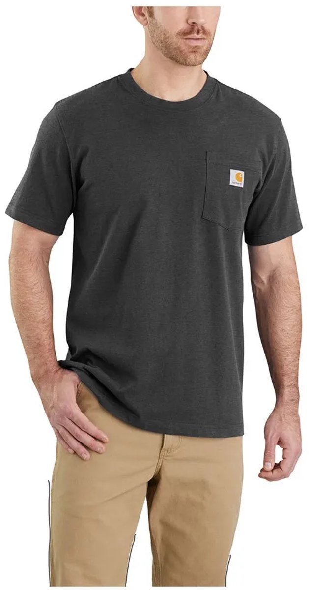 Carhartt K87 Pocket S/S T-Shirt Carbon Heather-2XL Grijs