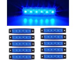 Een set van 10 lampjes - 10 stuks - 9,7 cm - 6 witte LED-zijmarkeringslampjes, geschikt voor trailers, vrachtwagens, taxi's, campers - achterste zijpositielichten, positielichten