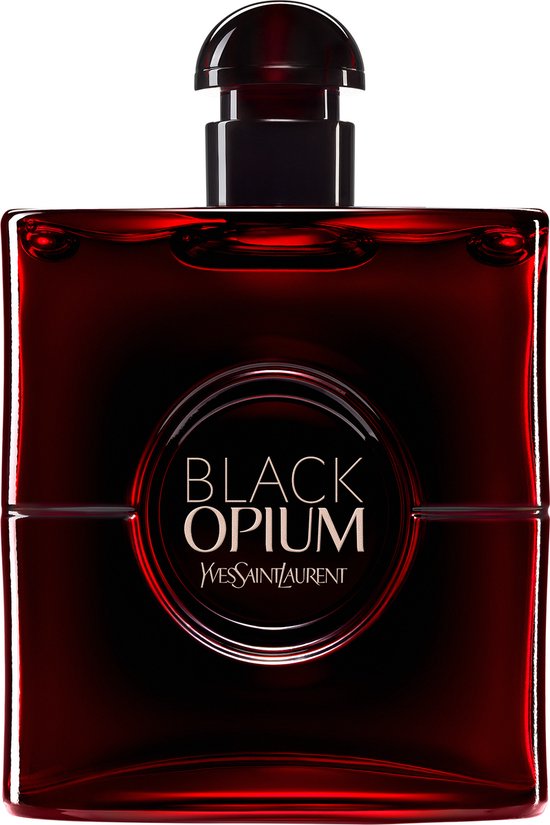 Fles Yves Saint Laurent Black Opium Eau de Parfum in donkerrood glas met zwarte dop.