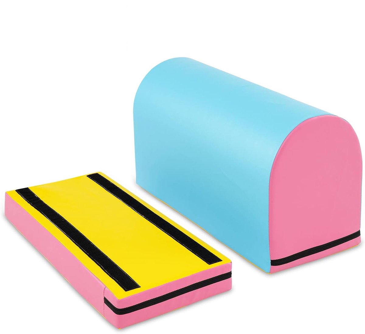 KOMFOTTEU 2 stuks Schuimblokken - Soft Play Foam Blokken - Reuze Bouwblokken - voor kinderen van 3-10 jaar - met afneembaar gymnastiekmatje