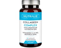 Gehydrolyseerd Collageen Complex - met Hyaluronzuur, Vitamine C, D, B12, Zink, Q10 & Biotine - Huid, Haar & Nagels Supplementen - 60 Capsules - Nutralie