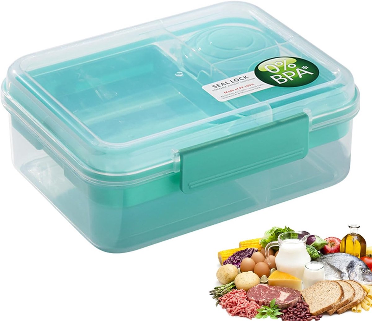 Lunchbox - Bentobox - Lunchbox Met Vakjes - Plastic Bak - Voor Kinderen En Volwassenen - Voor Thuis, Kamperen, School En Buitenactiviteiten - Fruitbox