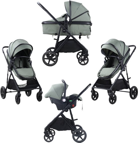 Novi Jaxx V2 3-in-1 Kinderwagen – Met Autostoel Groep 0+ – Reiswieg & Buggy Functie – Compleet Reissysteem