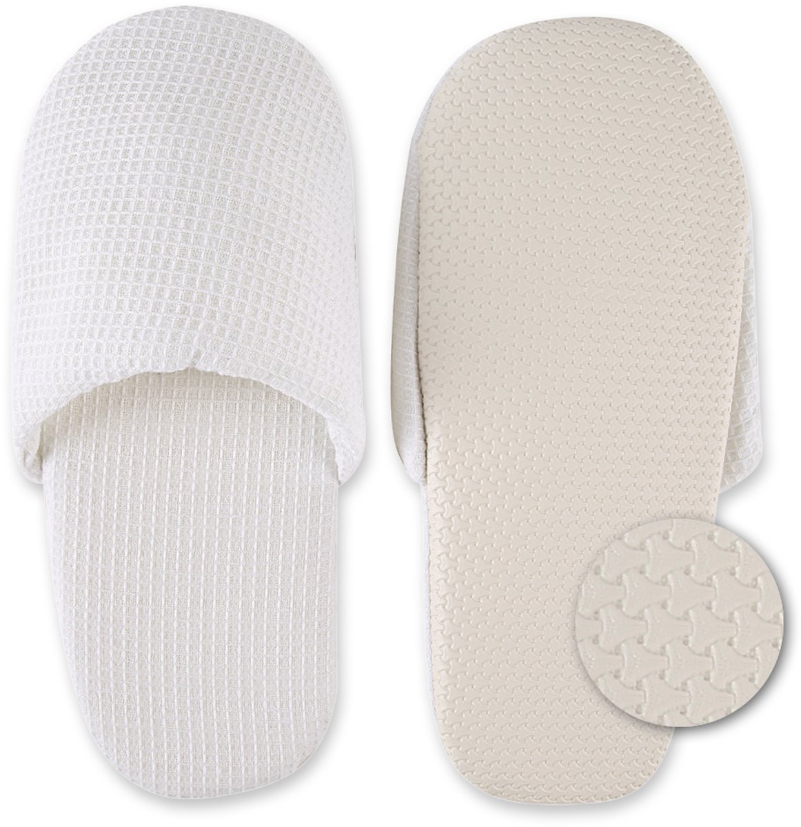 Hotelslippers van katoen "WAFFLE" – Soft & Gepolsterd – Comfortabele Slippers per Paar – Geschikt voor Hotel en Thuis