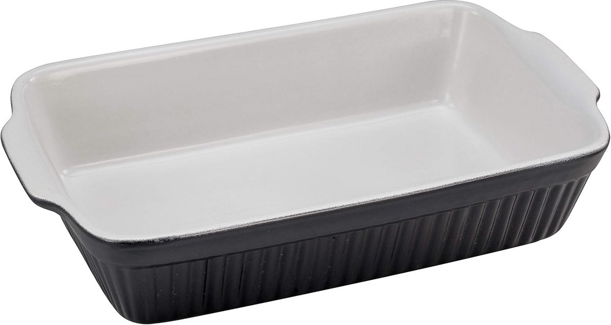 Ronde Ovenschaal Rechthoekig 33 cm Steengoed Zwart/Wit Vaatwasserbestendig