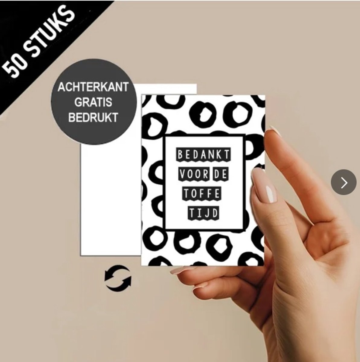 50 Cadeau kaartjes enkel A7 - bedankt toffe tijd - formaat 10.5x7.4cm excl. enveloppen - afscheid