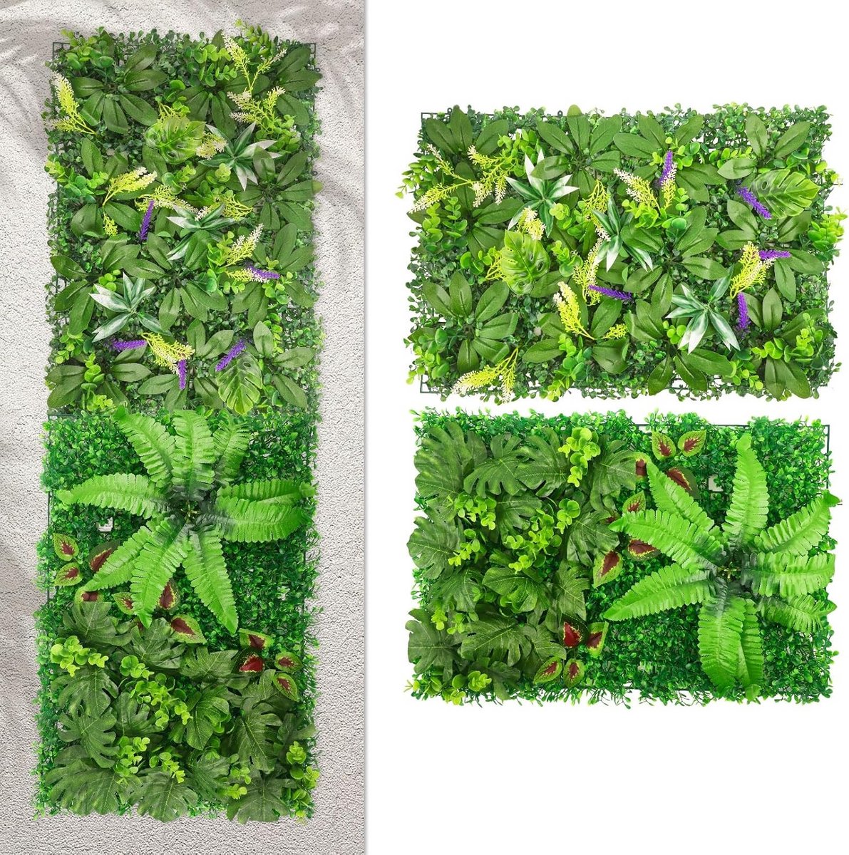 Set van 2 Kunstplant Muurpanelen Kunsthaag Realistisch Groen Decoratie 60x40 cm