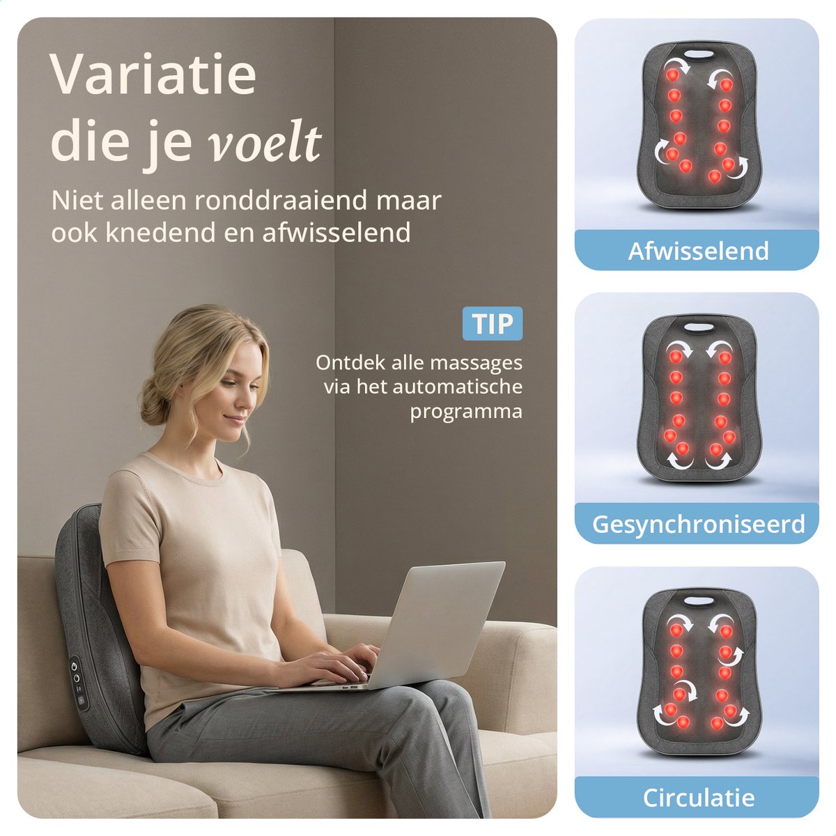 Lifeproducts Shiatsu Massagekussen met Warmtefunctie thumbnail 4