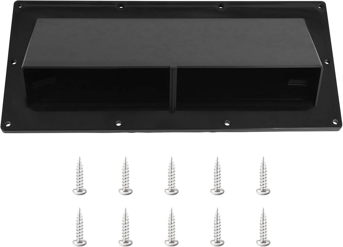Zwarte RV afzuigkap ventielklep - 10-3/8 x 3-1/2 inch - inclusief bevestigingsmateriaal