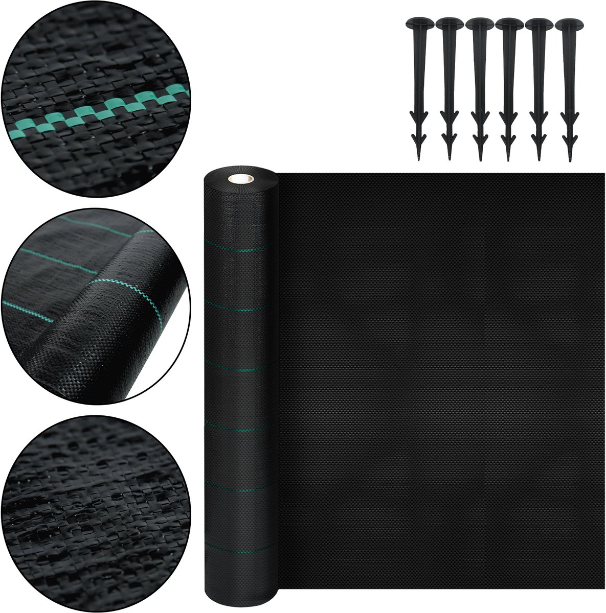 Onkruiddoek / Worteldoek 1 x 50 m – Onkruidwerend & Waterdoorlatend – UV-bestendig – Inclusief Grondpennen – Tuin, Bloemenperk, Gazon, Groentetuin – Diverse Afmetingen