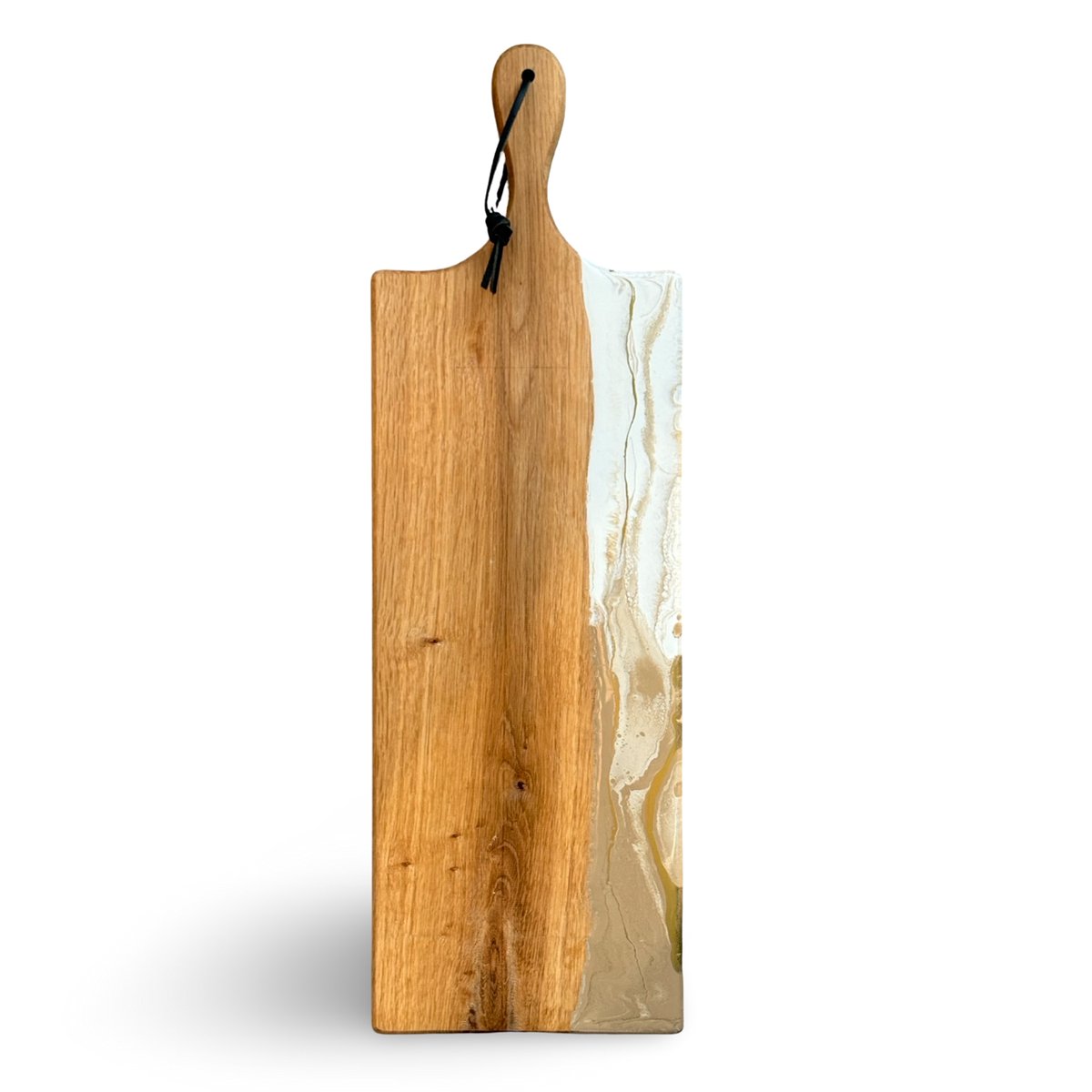 Luxe borrelplank-60 cm-serveerplank-tapasplank-kaasplank-eikenhouten borrelplank-epoxy-beige wit goud-ORGNL Art Design