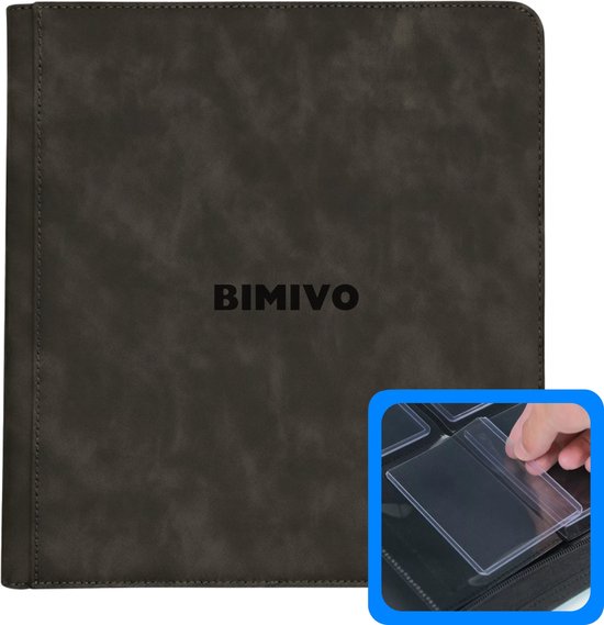 Bimivo Toploader Binder - Geschikt voor 252 kaarten - 9 Pocket Toploader Map - Premium - Zwart