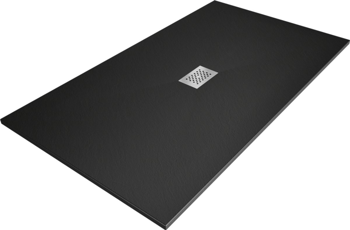 Mexen Hugo rechthoekige douchebak SMC 170 x 100 , zwart, inox afdekplaat - 42701017-X