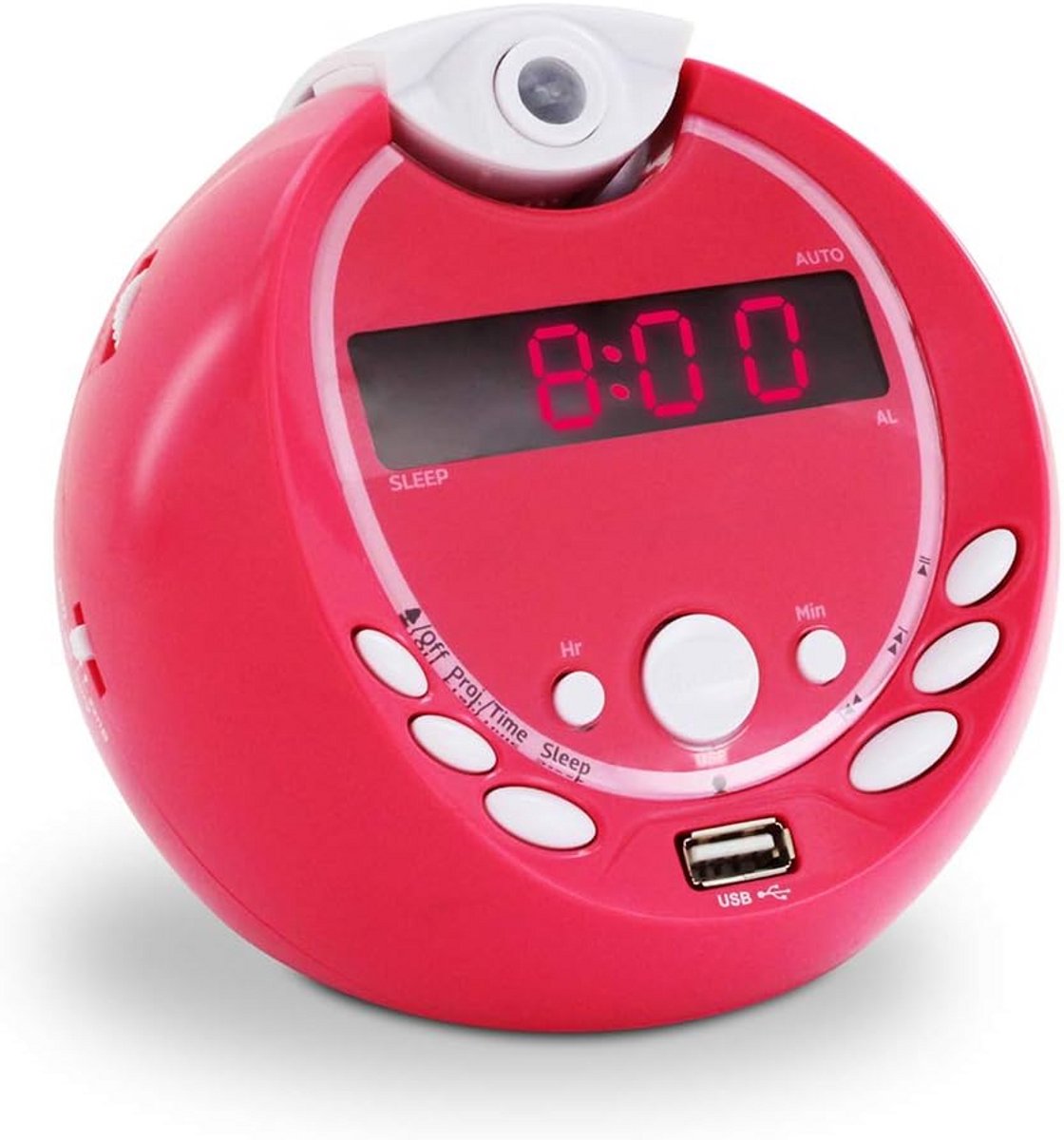 Kinderprojectiewekker met USB-aansluiting en 180° instelbare weergave
