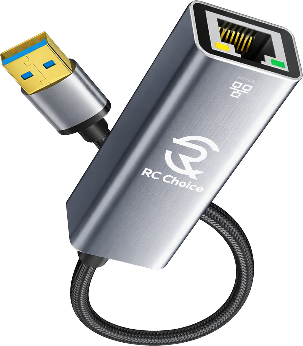 USB 3.0 naar Ethernet Adapter Kabel - Gigabit LAN 1000 Mbps - Sterk en Flexibel Nylon