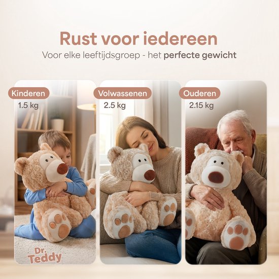 Verzwaringsknuffel 1,5 kg Zachte Pluche – Diepe Druk ADHD Autisme Slaa – Make a bear