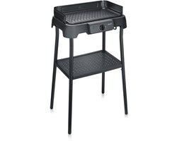 Severin PG 8596 Tafelgrill met Voet – 2000 W – Aluminium Grillplaat – Glad & Geribbeld – Zwart