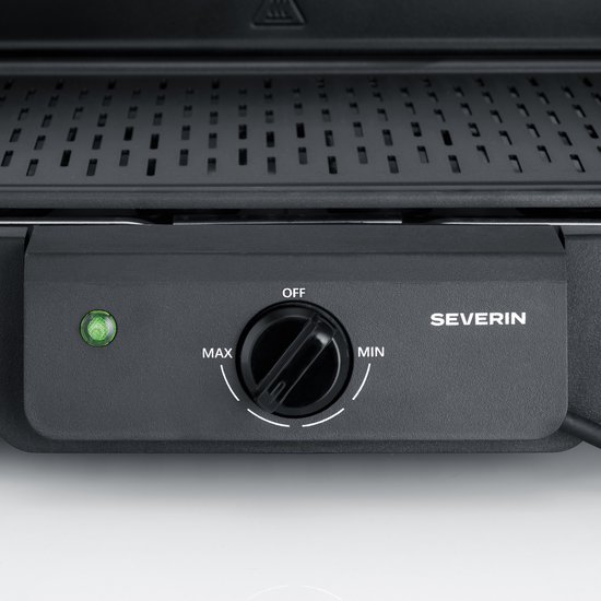 Severin PG 8596 Tafelgrill met Voet - 2000 W - Aluminium Grillplaat - Glad & Geribbeld - Zwart van Merkloos — afbeelding 3