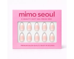 Mimo Seoul Soft Gel Press On Nails Kort - Classic White French Short Almond (30 stuks) - Plaknagels Met Lijm & Plakstickers - Nepnagels Valse Nagels Herbruikbaar - Compleet Prep Kit