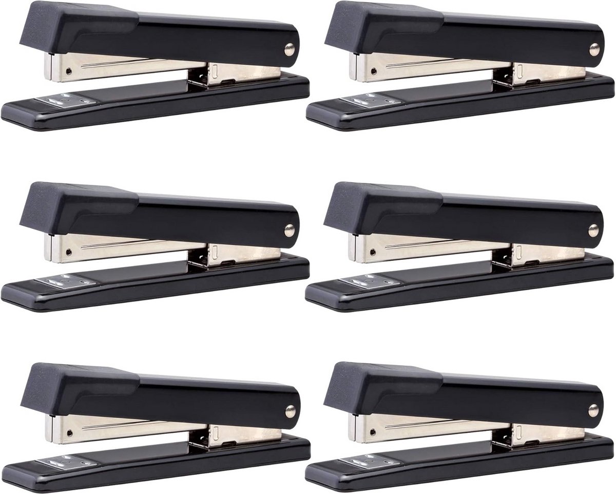 Metalen desktop nietmachine - klassieke vormgeving - geschikt voor 20 vellen - 6 stuks