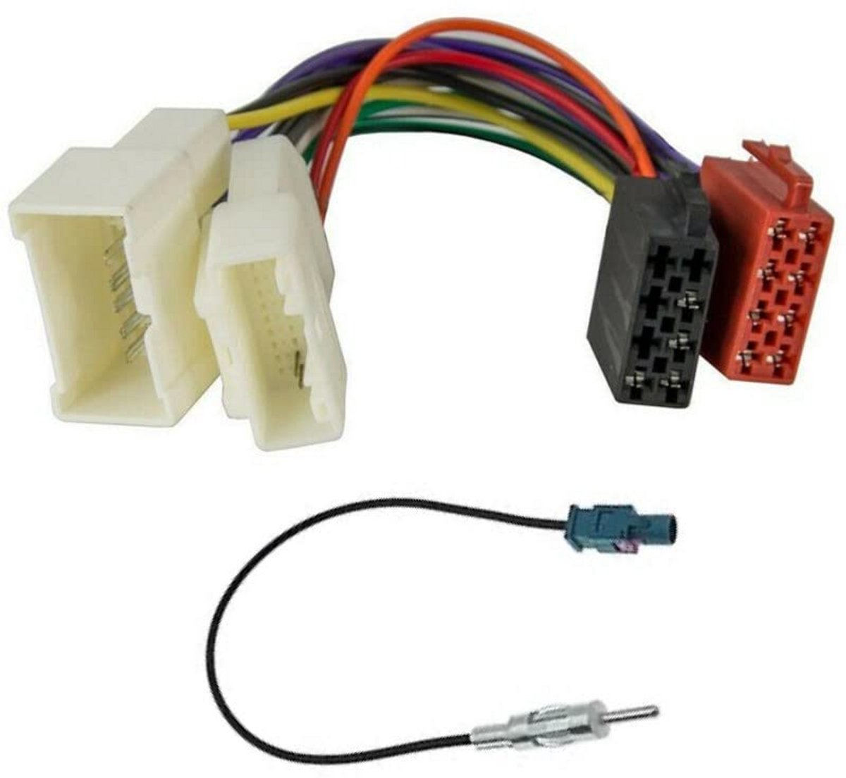 Kabelboom ISO-connector en antenne-adapter voor autoradio-installatie - compatibel met diverse modellen van Dacia, Mercedes, Opel, Renault en Nissan