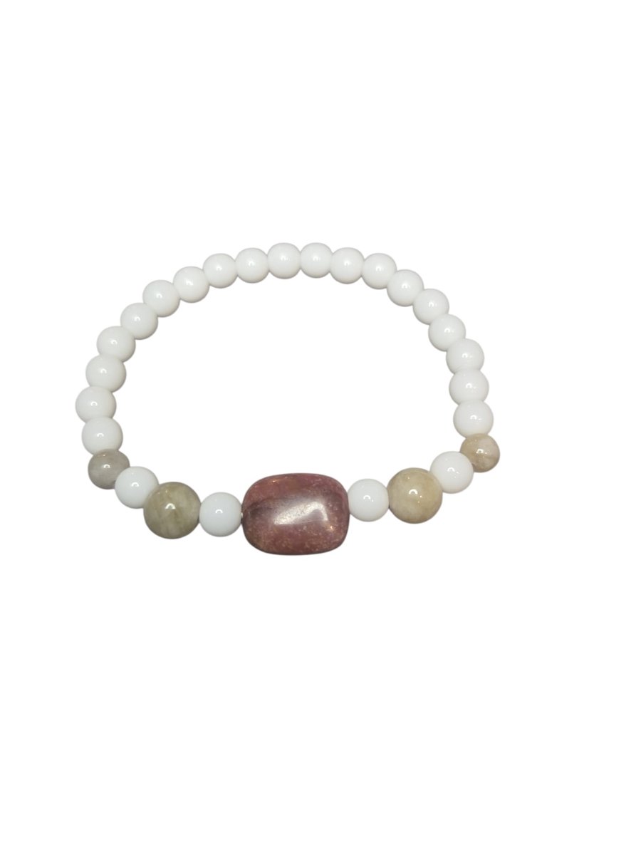 diverse soorten agaat armband met lepidoliet